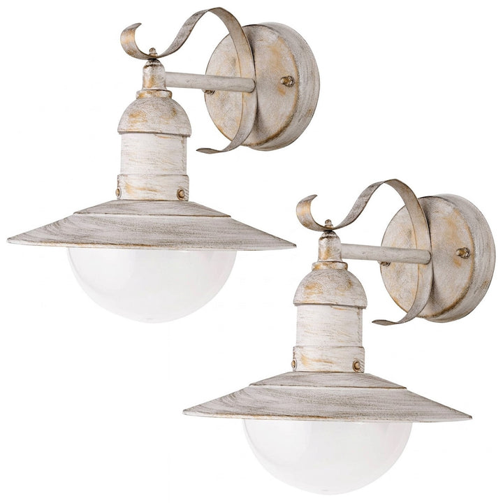 Nástenná lampa Rabalux, vonkajšia, IP44, E27, max. 60 W, antická biela, Oslo, 2 kusy