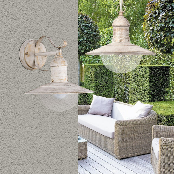 Nástenná lampa Rabalux, vonkajšia, IP44, E27, max. 60 W, antická biela, Oslo, 4 ks