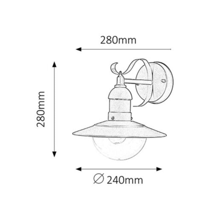 Nástenná lampa Rabalux, vonkajšia, IP44, E27, max. 60 W, antická biela, Oslo, 4 ks