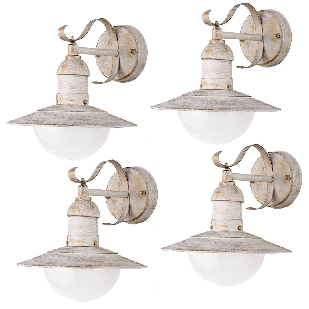 Nástenná lampa Rabalux, vonkajšia, IP44, E27, max. 60 W, antická biela, Oslo, 4 ks