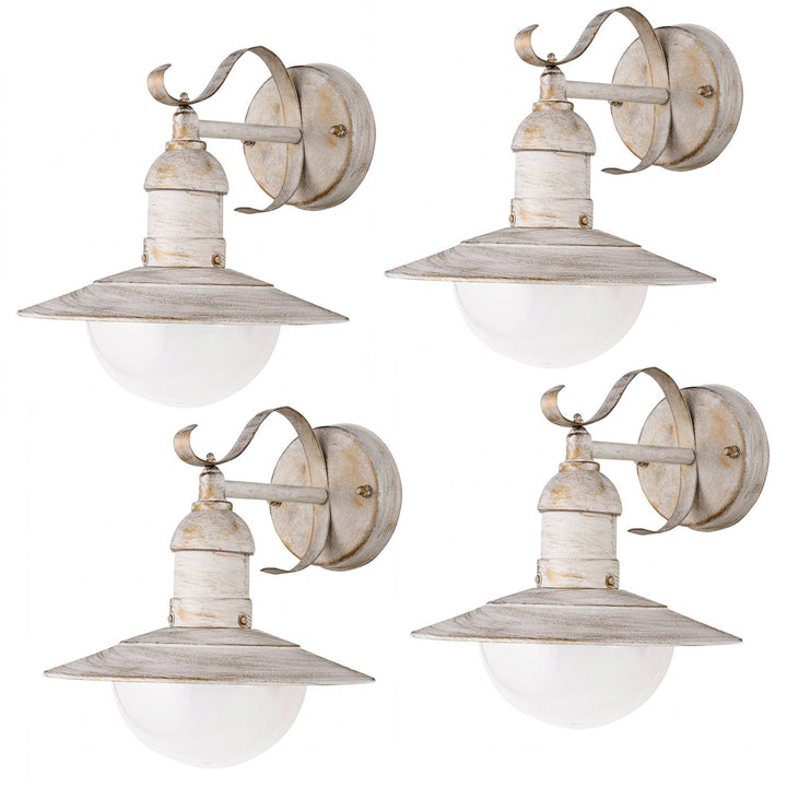 Nástenná lampa Rabalux, vonkajšia, IP44, E27, max. 60 W, antická biela, Oslo, 4 ks
