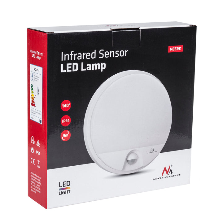 LED svietidlo s pohybovým senzorom Maclean, senzor PIR, biela farba, 15 W, IP54, 1100 lm, neutrálna farba svetla, MCE291 W, 2 kusy