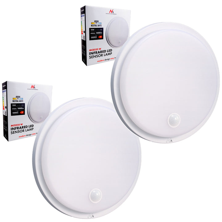 LED svietidlo s pohybovým senzorom Maclean, senzor PIR, biela farba, 10 W, IP65, 1000 lm, neutrálna farba svetla, MCE525 W, 2 ks