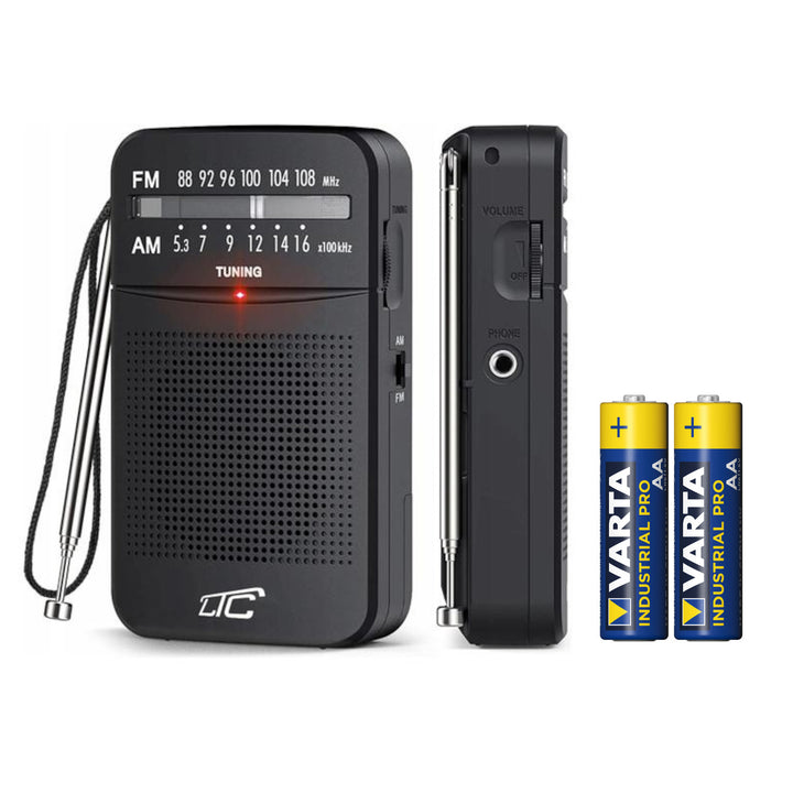 Vreckové rádio LXLTC2029C LEGA s AM/FM/AUX, napájanie z batérií LTC + 2x alkalická batéria AA Varta Industrial