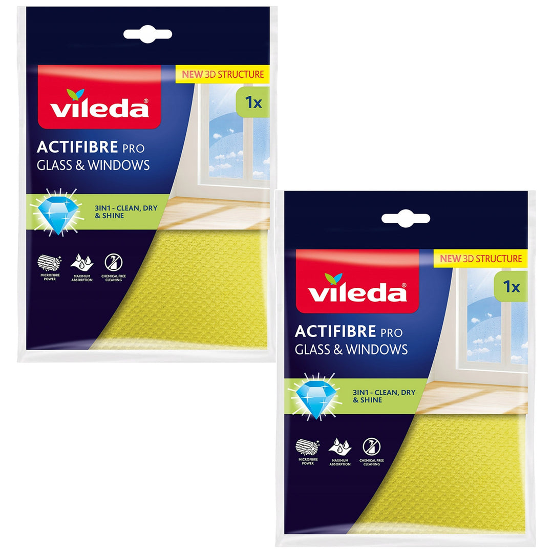 Utierka Vileda Actifibre Pro na sklo a okná, vhodná do práčky, povrchová úprava PVA, bez šmúh a škvŕn, čistí len vodou, 183298, 2 kusy