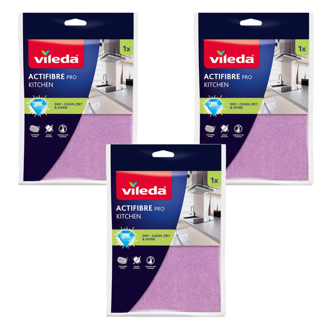 Utierka Vileda Actifibre Pro, kuchynská, z mikrovlákna, s PVA povlakom, prateľná do 60 °C, 183303, 3 kusy