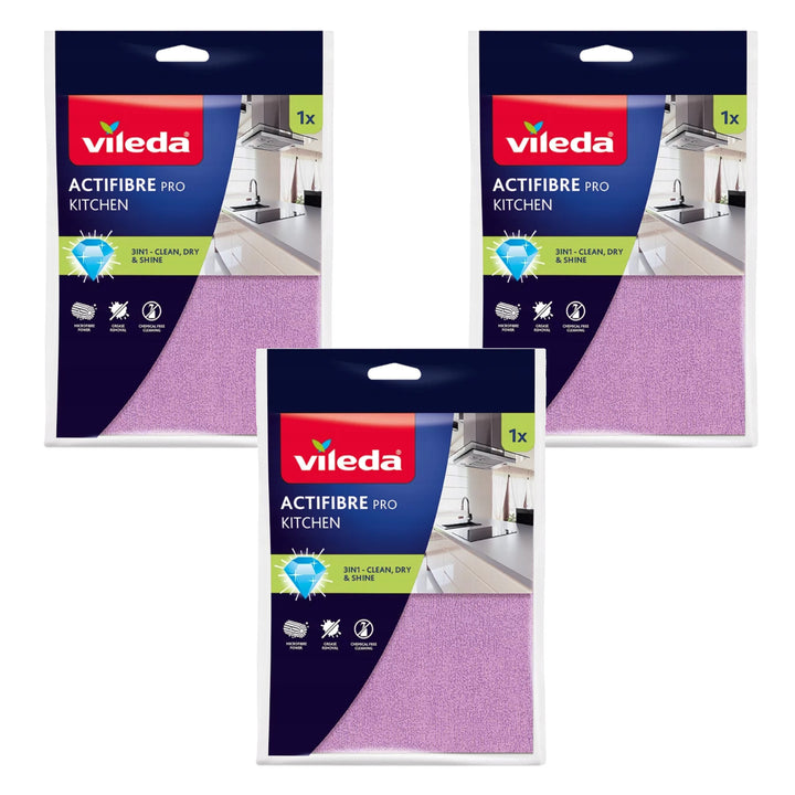 Utierka Vileda Actifibre Pro, kuchynská, z mikrovlákna, s PVA povlakom, prateľná do 60 °C, 183303, 3 kusy