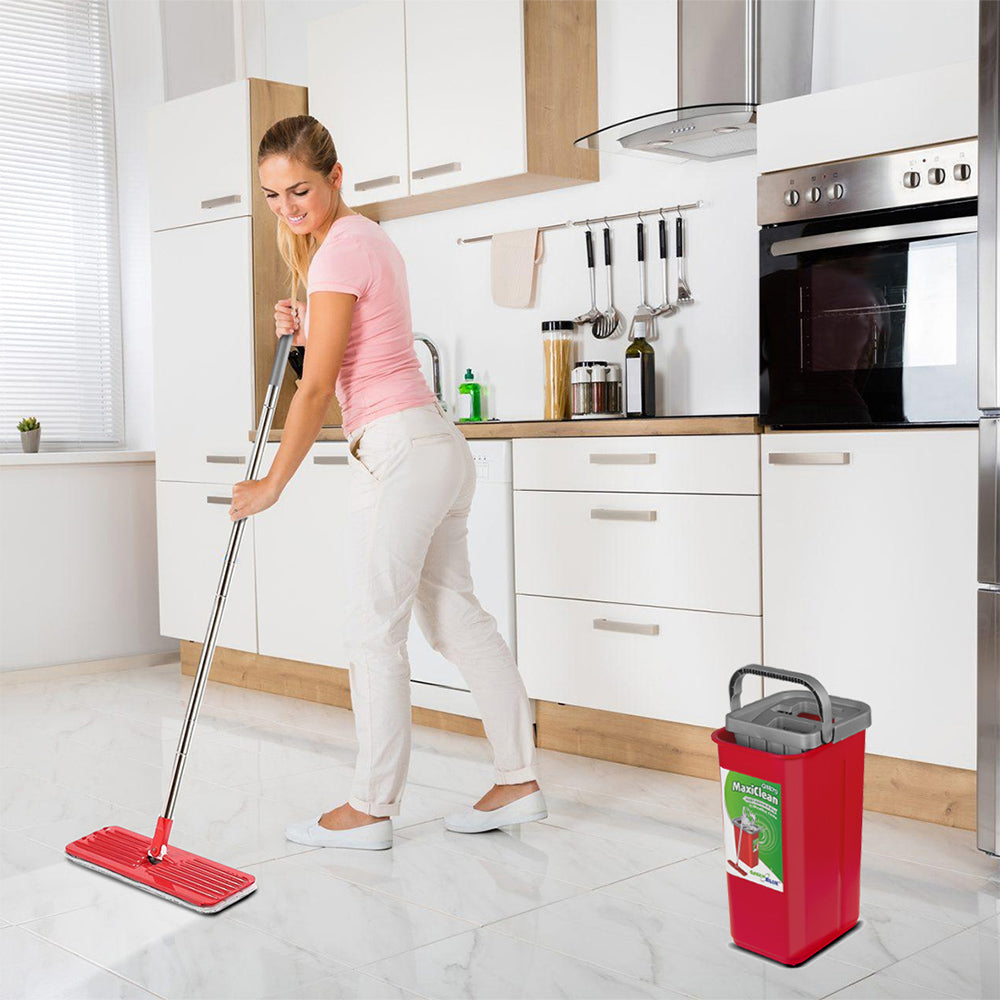Plochý mop s vedrom a žmýkačom GreenBlue, dve náplne z mikrovlákna HQ, objem 5,7 l, MaxiClean GB870 + utierka Vileda Actifibre Soft