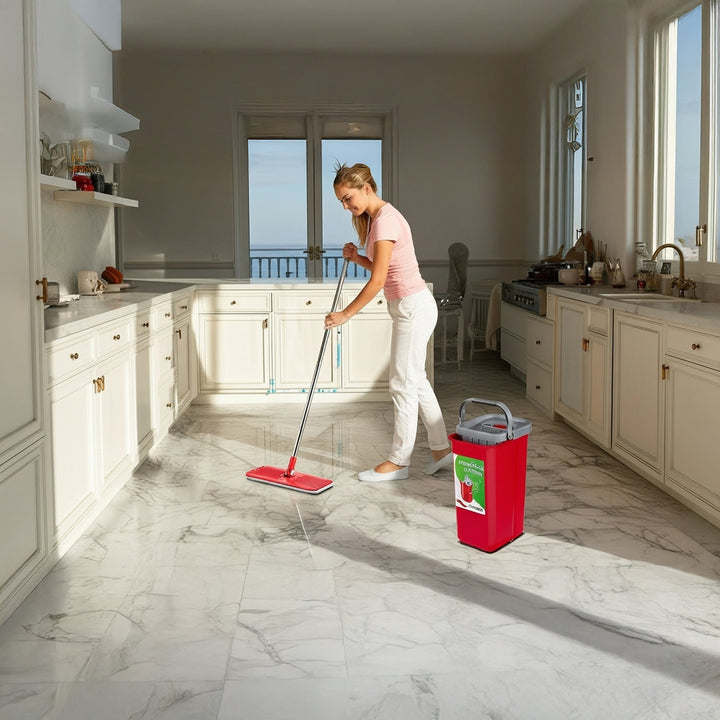Plochý mop s vedrom a žmýkačom GreenBlue, dve náplne z mikrovlákna HQ, objem 5,7 l, MaxiClean GB870 + utierka Vileda Actifibre Soft