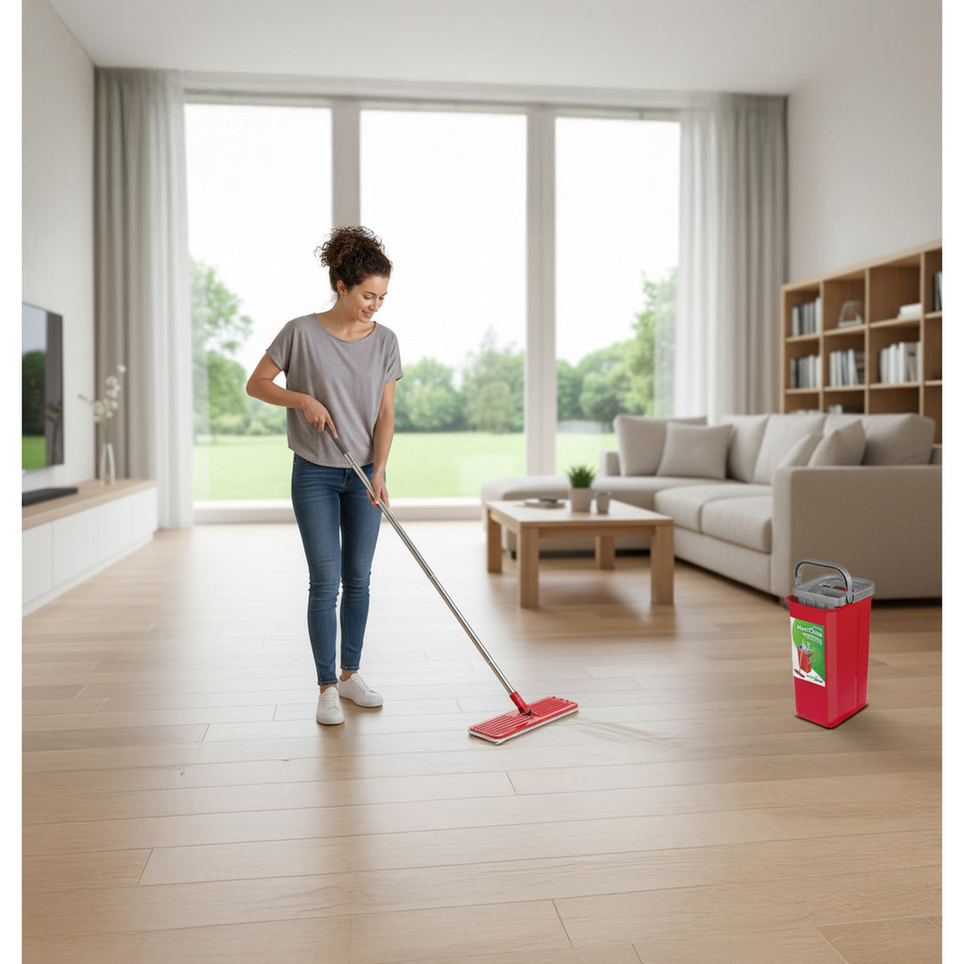 Plochý mop s vedrom a žmýkačom GreenBlue, dve náplne z mikrovlákna HQ, objem 5,7 l, MaxiClean GB870 + utierka Vileda Actifibre Pro