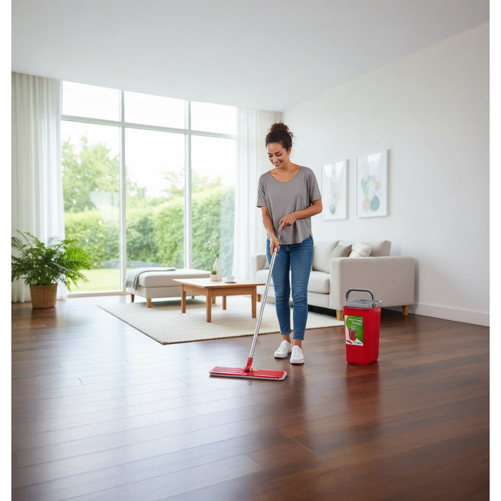Plochý mop s vedrom a žmýkačom GreenBlue, dve náplne z mikrovlákna HQ, objem 5,7 l, MaxiClean GB870 + utierka Vileda Actifibre Pro