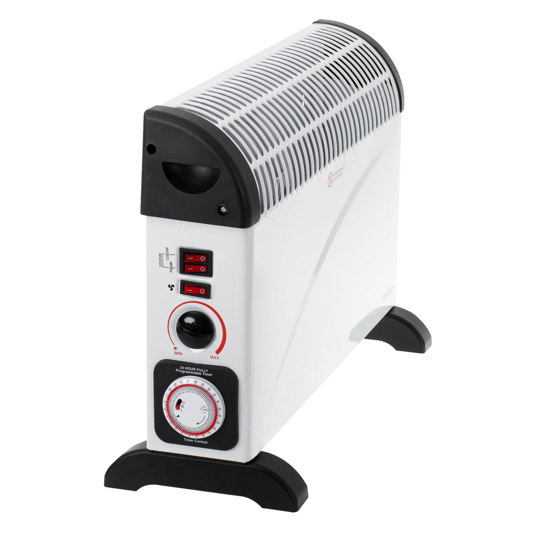 Konvekčný elektrický radiátor, termostat, 2000 W, 24-hodinový časovač, biely, kábel 150 cm, Mesko, MS 7741W