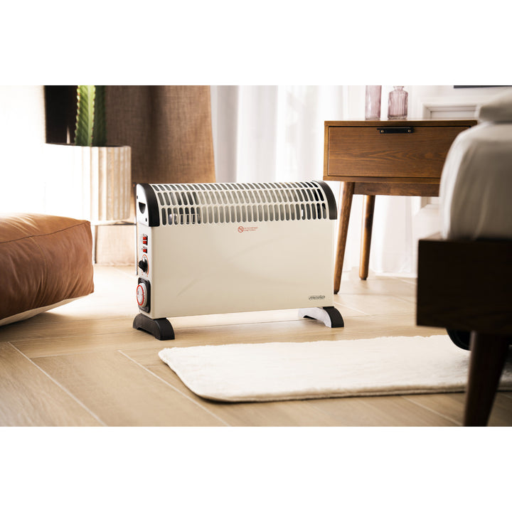 Konvekčný elektrický radiátor, termostat, 2000 W, 24-hodinový časovač, biely, kábel 150 cm, Mesko, MS 7741W