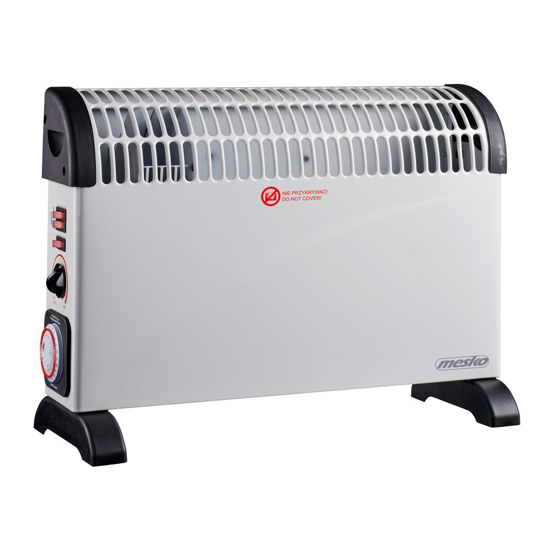 Konvekčný elektrický radiátor, termostat, 2000 W, 24-hodinový časovač, biely, kábel 150 cm, Mesko, MS 7741W