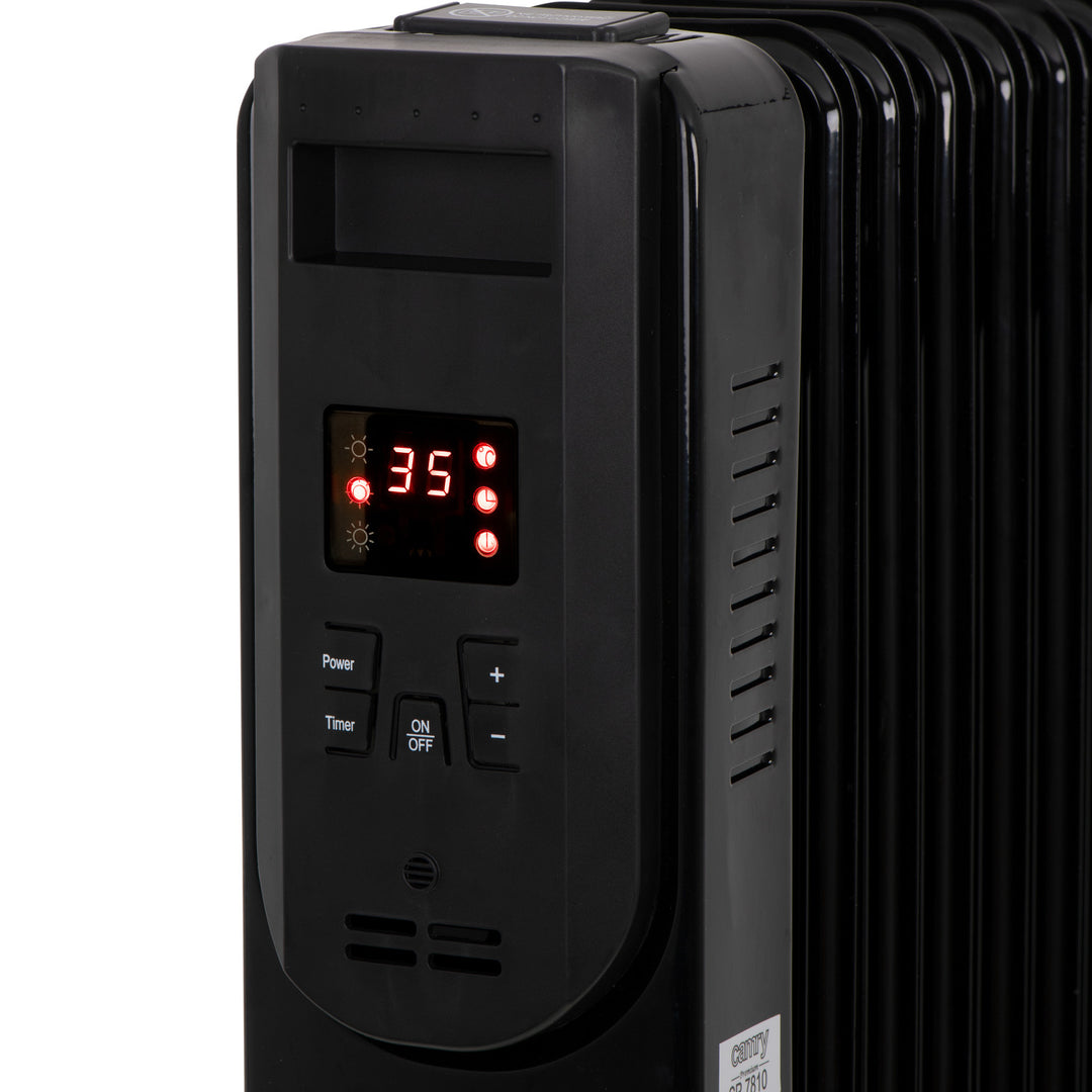 Olejový radiátor, 11 rebier, 2500 W, diaľkové ovládanie, LED displej, termostat, Camry CR 7813