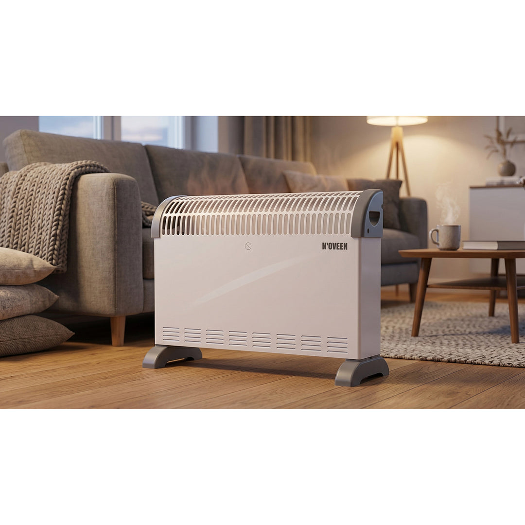Konvekčný elektrický radiátor, 2000 W, termostat, biely, Noveen
