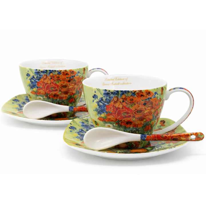 Porcelánové šálky Van Gogh Maki 2x250 ml, sada 2 ks, Queen Isabell