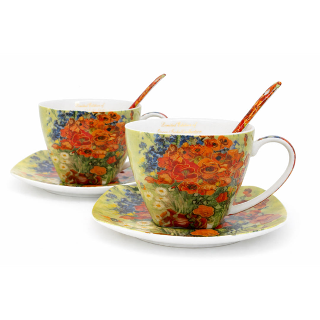 Porcelánové šálky Van Gogh Maki 2x250 ml, sada 2 ks, Queen Isabell