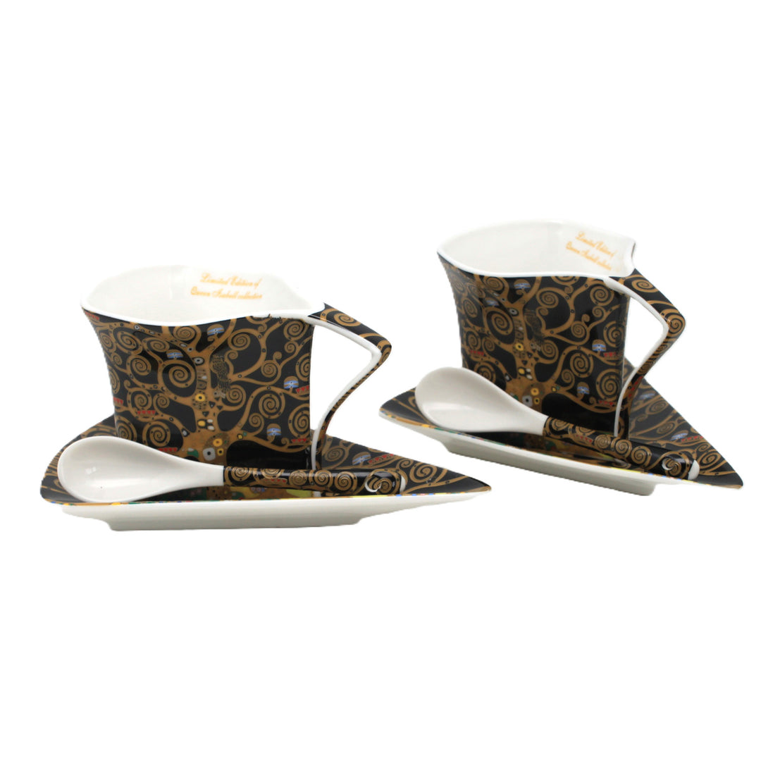 Porcelánové šálky Klimt Strom života 2x180 ml s lyžičkami, Queen Isabell