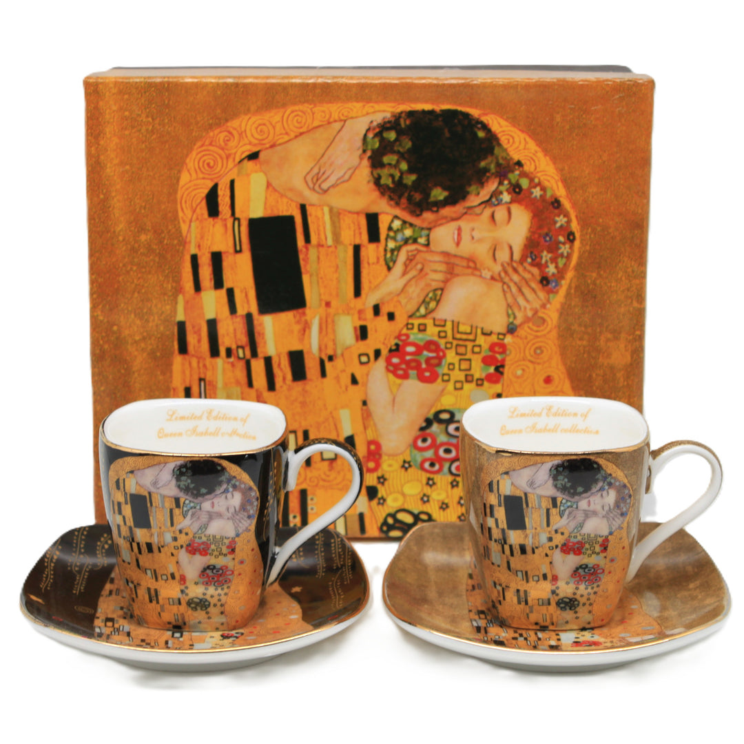 Porcelánové šálky na espresso Klimt – Bozk, 2x100 ml, Queen Isabell