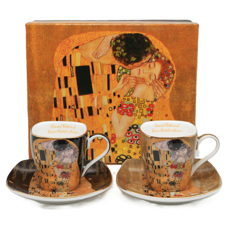 Porcelánové šálky na espresso Klimt – Bozk, 2x100 ml, Queen Isabell