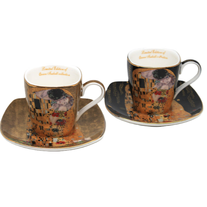 Porcelánové šálky na espresso Klimt – Bozk, 2x100 ml, Queen Isabell