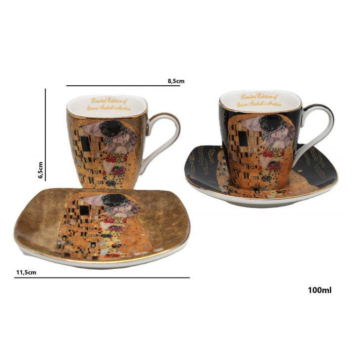 Porcelánové šálky na espresso Klimt – Bozk, 2x100 ml, Queen Isabell