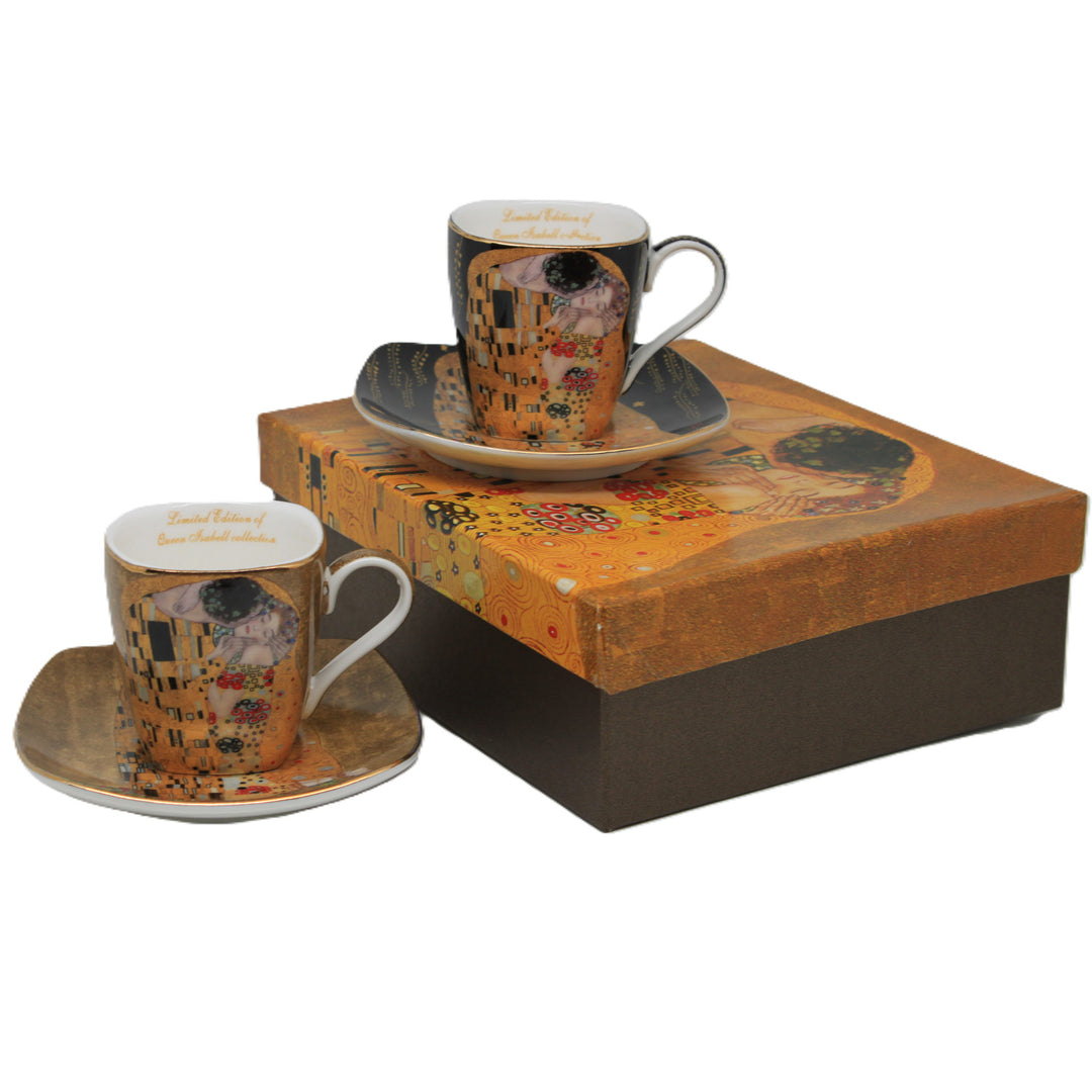 Porcelánové šálky na espresso Klimt – Bozk, 2x100 ml, Queen Isabell
