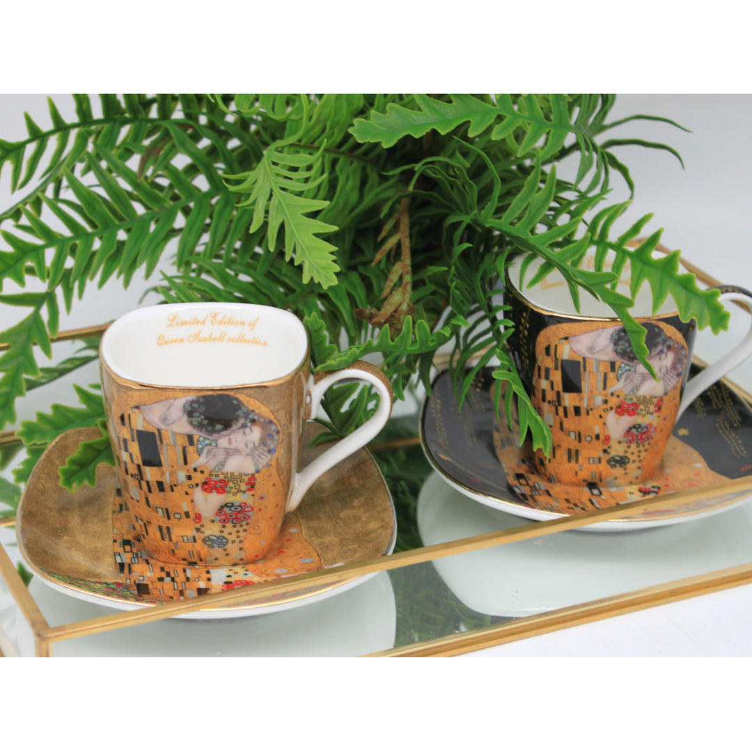 Porcelánové šálky na espresso Klimt – Bozk, 2x100 ml, Queen Isabell