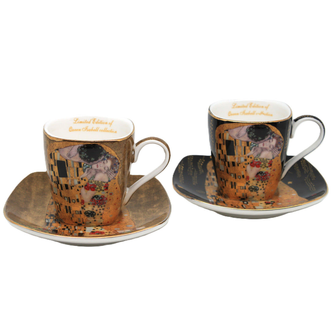 Porcelánové šálky na espresso Klimt – Bozk, 2x100 ml, Queen Isabell