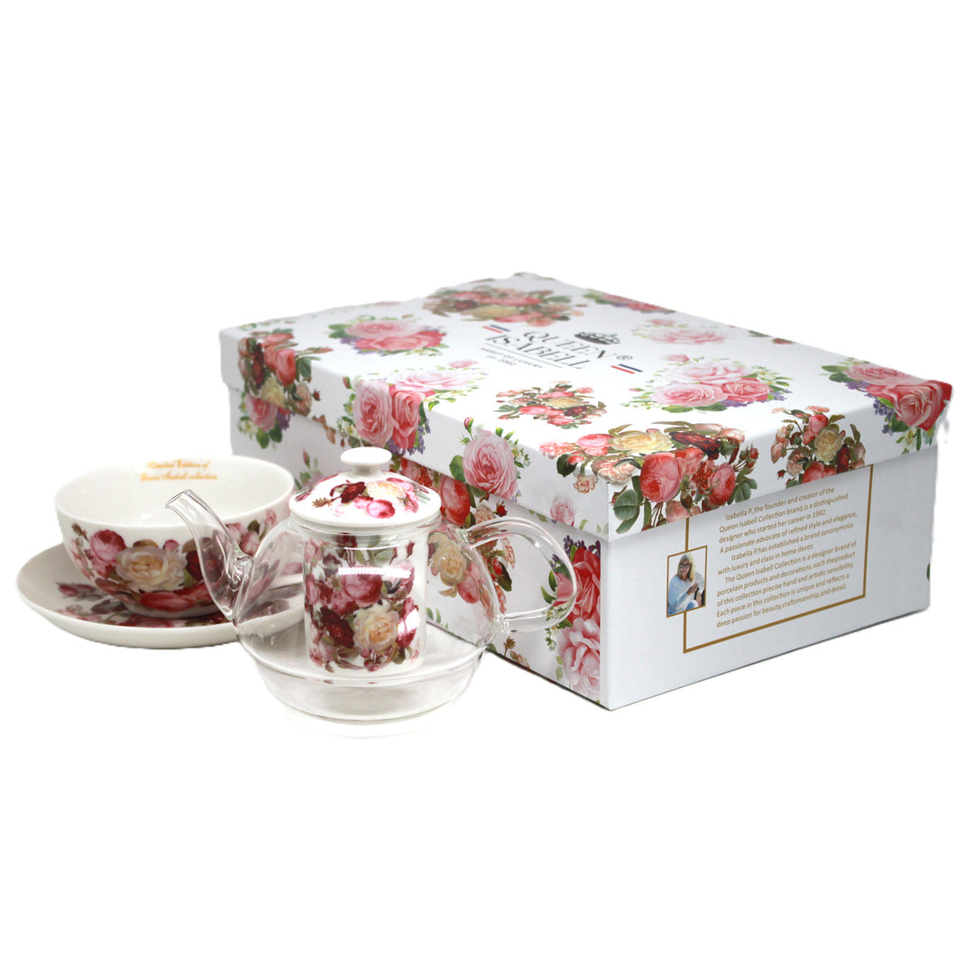 Čajová súprava „Ruže“, šálka a kanvica (tea for one) Queen Isabell