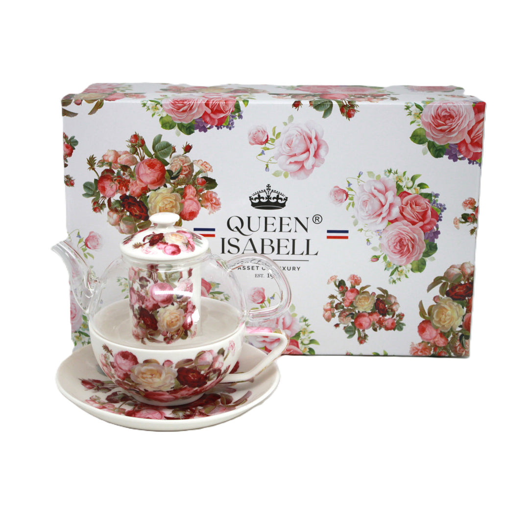Čajová súprava „Ruže“, šálka a kanvica (tea for one) Queen Isabell