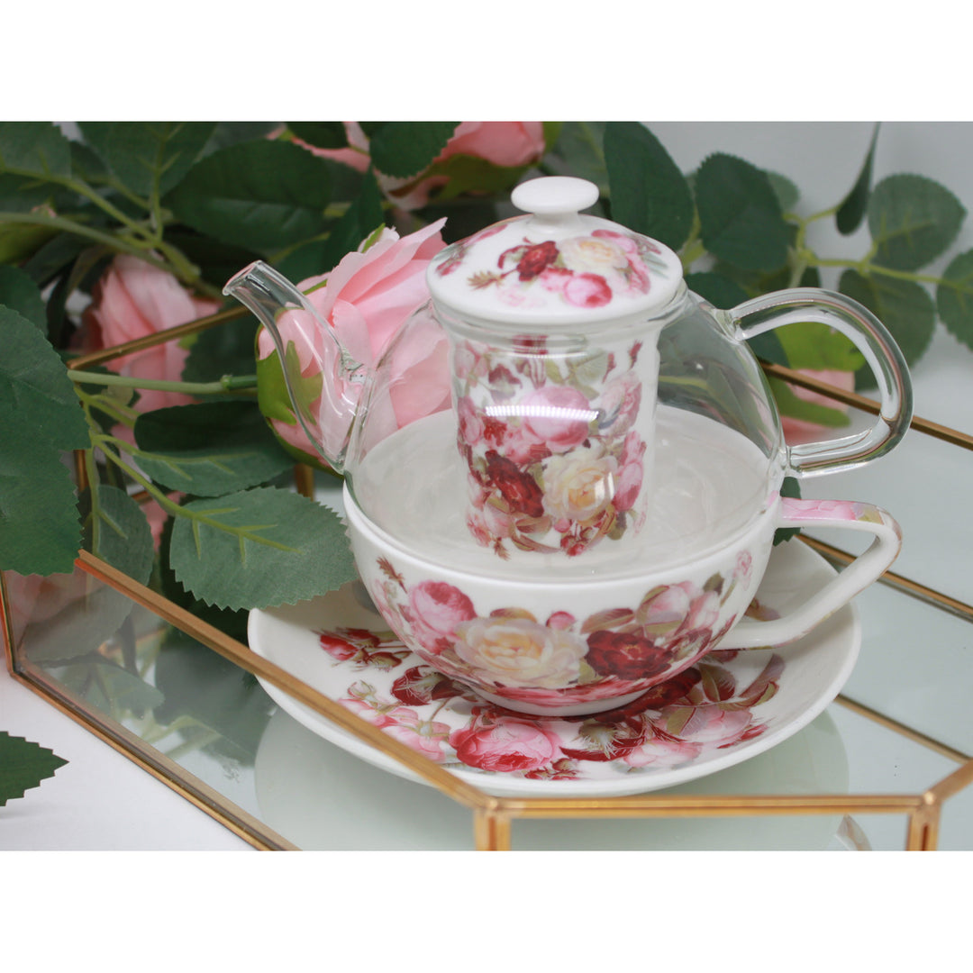 Čajová súprava „Ruže“, šálka a kanvica (tea for one) Queen Isabell