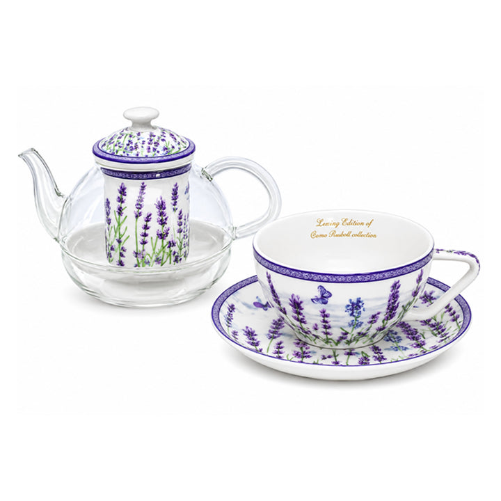 Čajová súprava „Levanduľa“, šálka a kanvica (tea for one) Queen Isabell