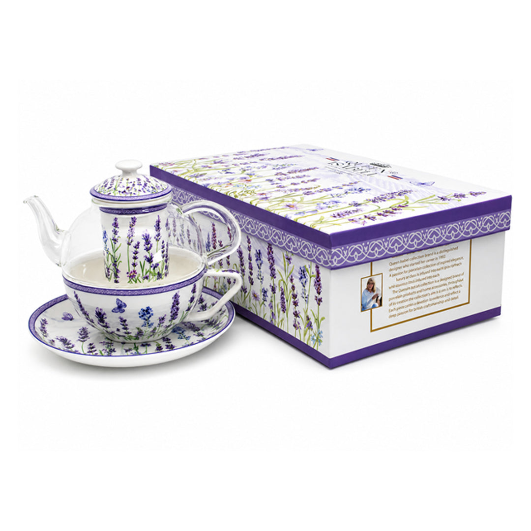 Čajová súprava „Levanduľa“, šálka a kanvica (tea for one) Queen Isabell