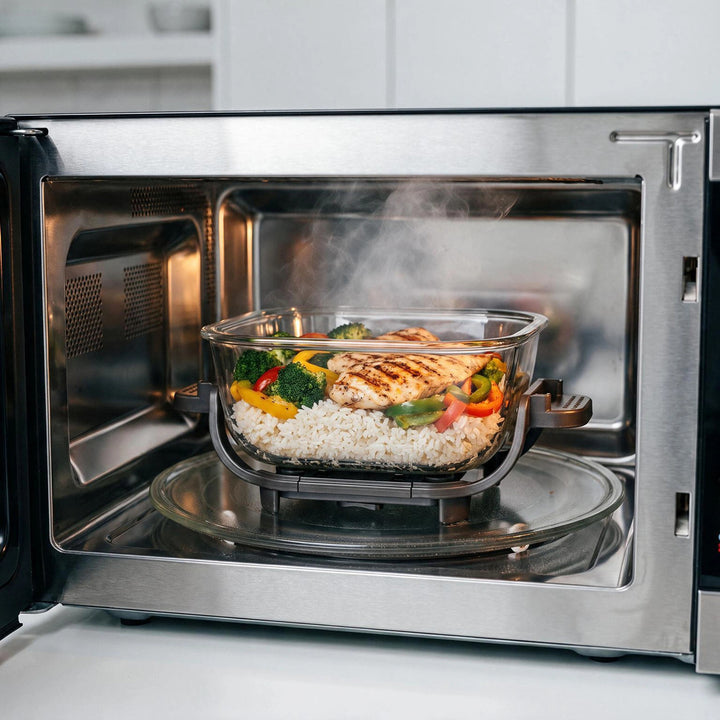 Beztuková fritéza air fryer LOVIO PureFry Ultra Crisp LVAF003BE 4 l + 1,5 l, 1550 W, béžová, sklenené nádoby