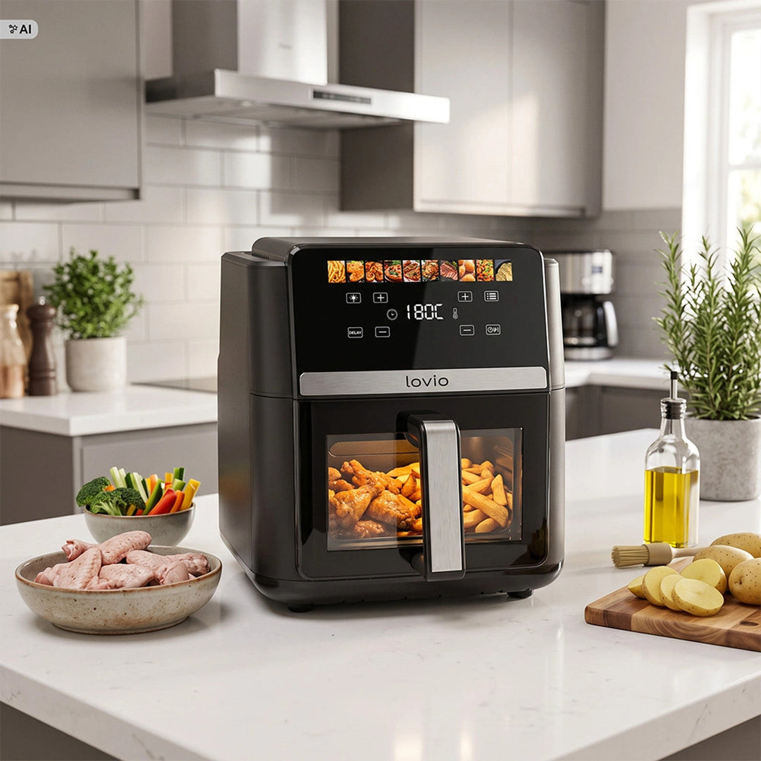 Beztuková fritéza air fryer LOVIO DualHeat XXL Ceramic LVAF004BK 9 l 2000 W čierna