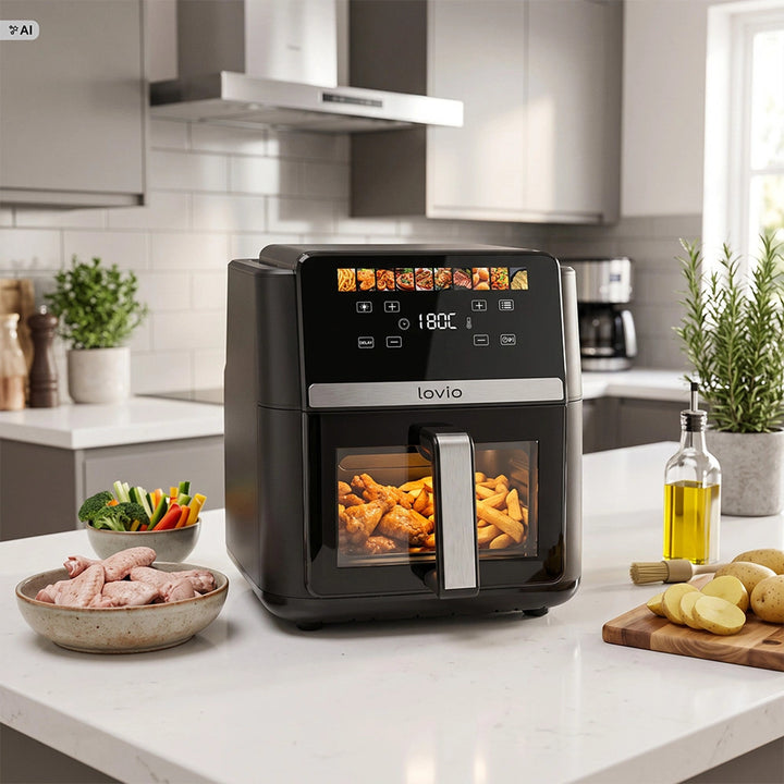 Beztuková fritéza air fryer LOVIO DualHeat XXL Ceramic LVAF004BK 9 l 2000 W čierna