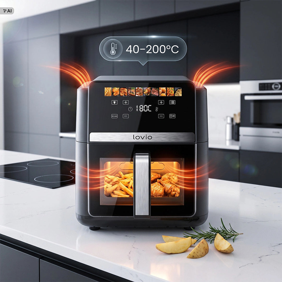 Beztuková fritéza air fryer LOVIO DualHeat XXL Ceramic LVAF004BK 9 l 2000 W čierna