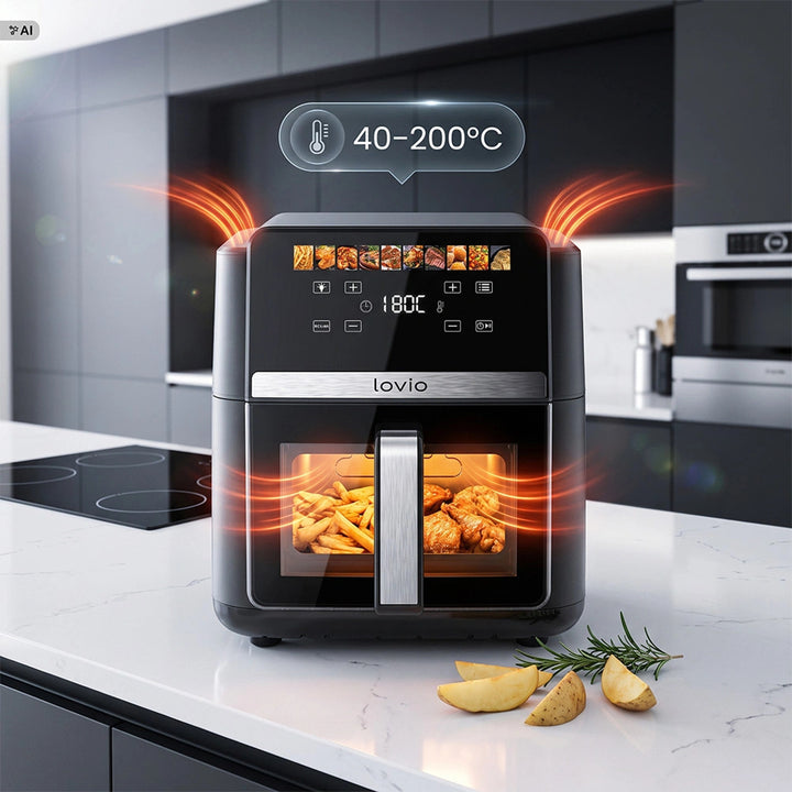 Beztuková fritéza air fryer LOVIO DualHeat XXL Ceramic LVAF004BK 9 l 2000 W čierna