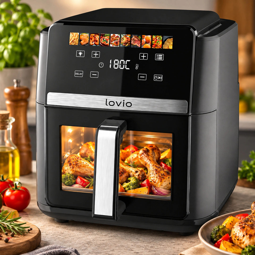 Beztuková fritéza air fryer LOVIO DualHeat XXL Ceramic LVAF004BK 9 l 2000 W čierna