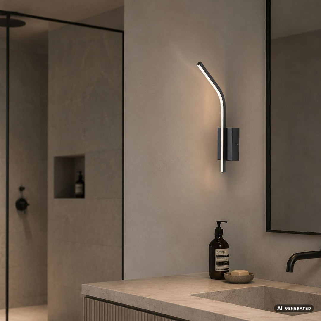 Interiérová nástenná lampa Tilmann, čierna, LED 10 W, 550 lm, 4000 K, výška 36 cm, IP44, dotykové ovládanie, 75088