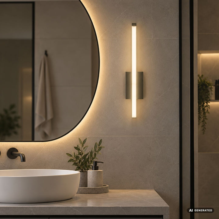Interiérová nástenná lampa Tilmann, farba gunmetal, LED 10 W, 550 lm, 4000 K, výška 36 cm, IP44, dotykové ovládanie, 75 000