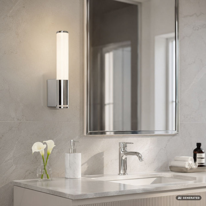 Interiérová nástenná lampa Tenero, LED 6 W, 4000 K, 600 lm, výška 29 cm, chróm, IP44, 75100