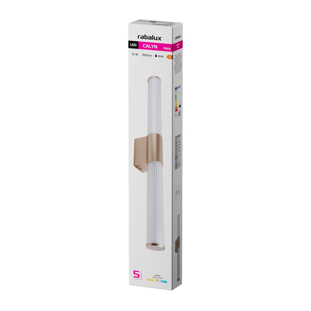 Kúpeľňová nástenná lampa, Calyn, LED 15 W, 4000 K, 1450 lm, dĺžka 60 cm, zlatá, IP44, 75105