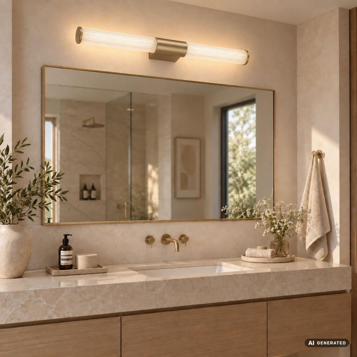 Kúpeľňová nástenná lampa, Calyn, LED 15 W, 4000 K, 1450 lm, dĺžka 60 cm, zlatá, IP44, 75105