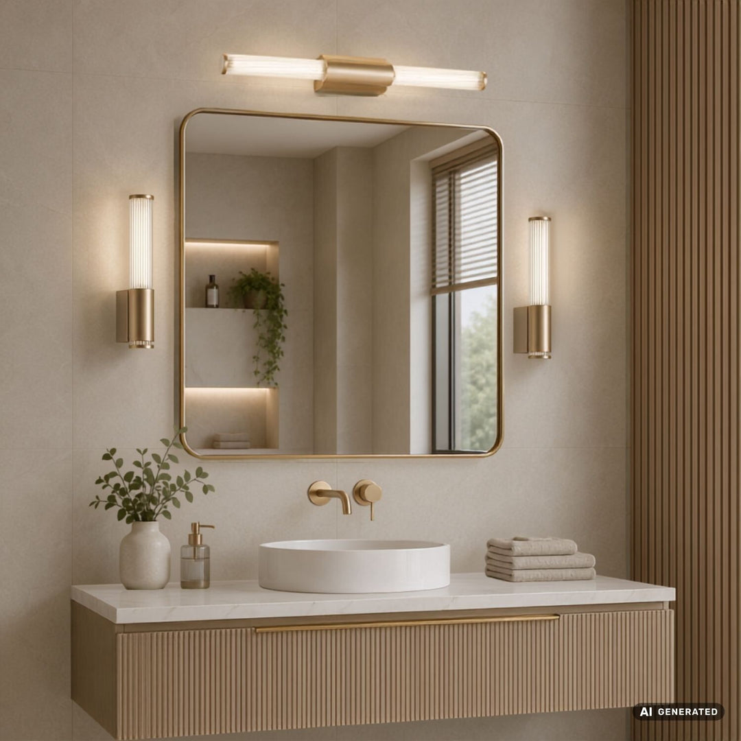 Kúpeľňová nástenná lampa, Calyn, LED 15 W, 4000 K, 1450 lm, dĺžka 60 cm, zlatá, IP44, 75105