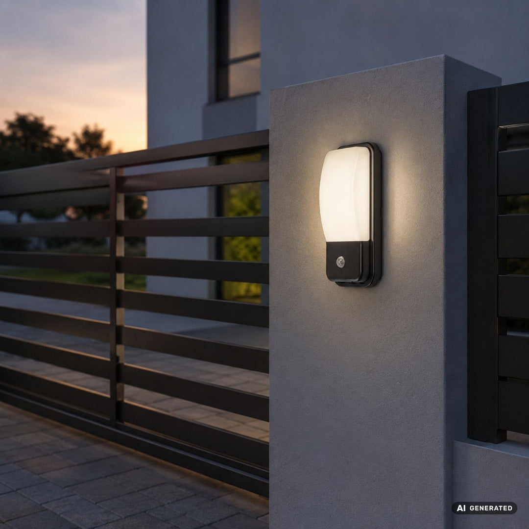 Vonkajšia nástenná lampa, Matzen, LED 20 W, 1860 lm, 4000 K, výška 30 cm, IP65, čierna, so senzorom PIR, 77233