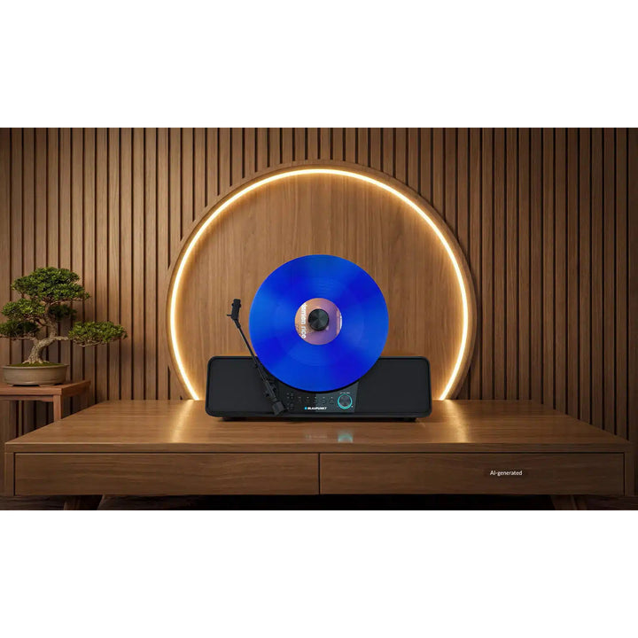 Automatický gramofón na vinylové platne Blaupunkt, vertikálny, BT, USB, s hlavicou Audio-Technica, podporuje platne s priemerom 7" a 12", Varsovia VT200BT