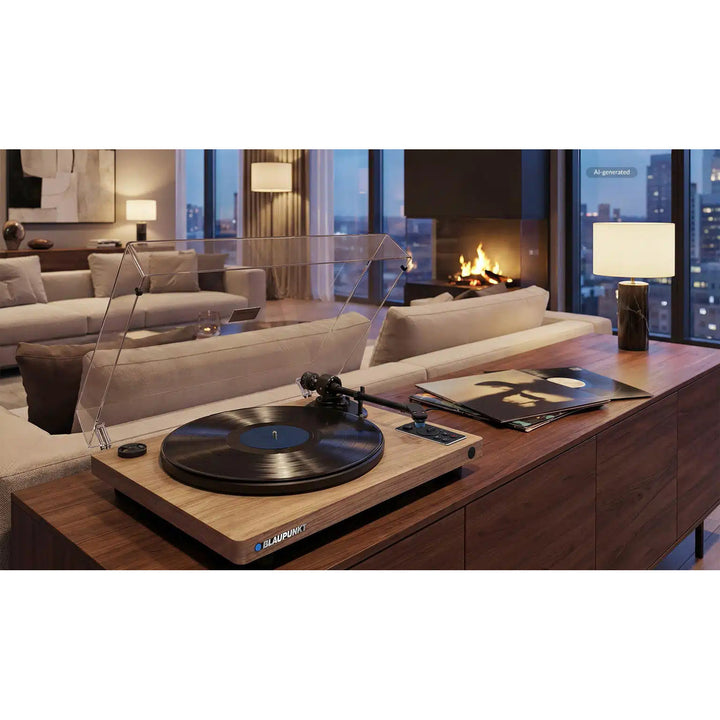 Automatický gramofón na vinylové platne Blaupunkt, BT, USB, s hlavicou Audio-Technica, podporuje platne s priemerom 7" a 12", Varsovia AT100BT